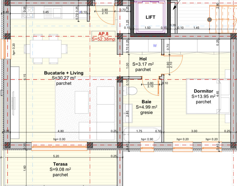 Apartament 2 camere, 54mp utili, etaj 2/3, Giroc Hotel IQ