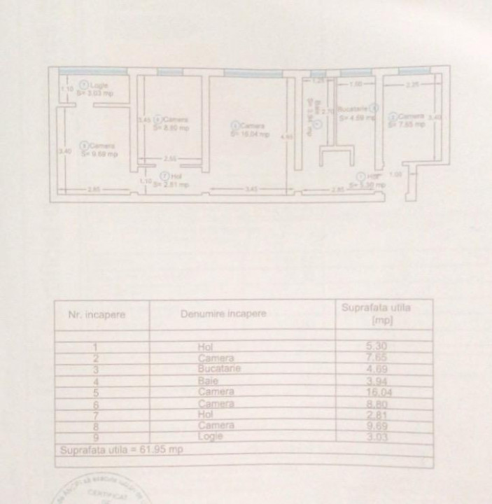 Apartament 4 camere, semidecomandat, 62 mp utili, etaj 3/4 -Cetatii